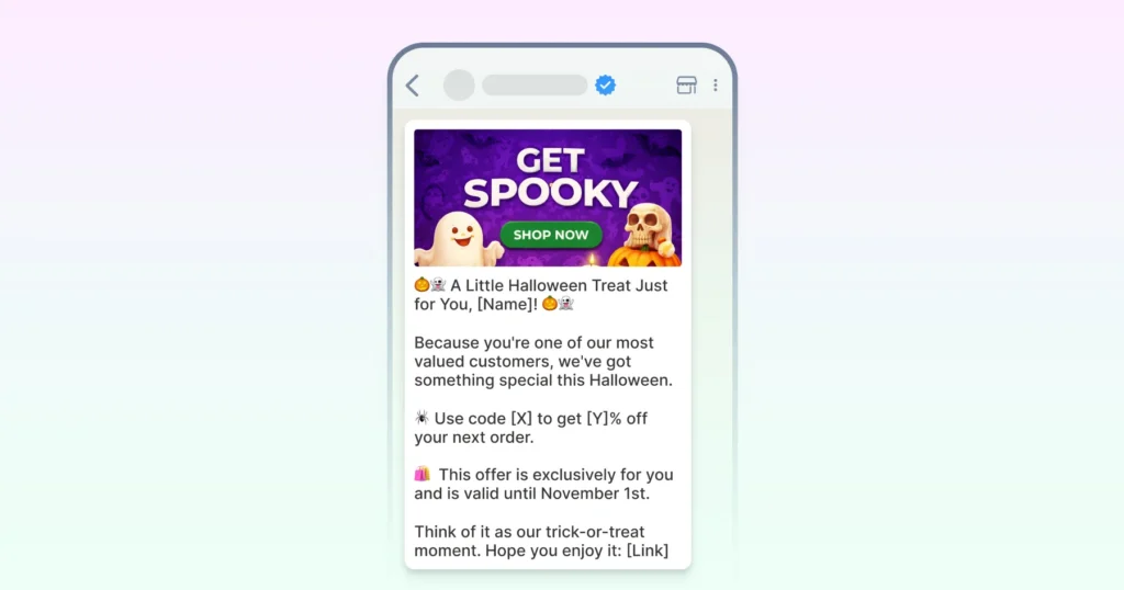Halloween loyalty reward template for WhatsApp 