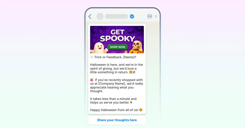 Feedback request WhatsApp template for Halloween 