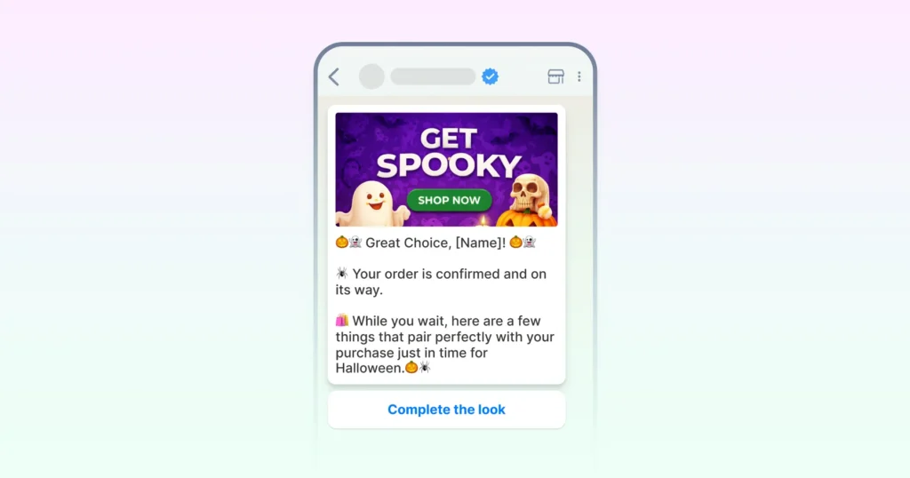 A post-purchase template for WhatsApp during Halloween 