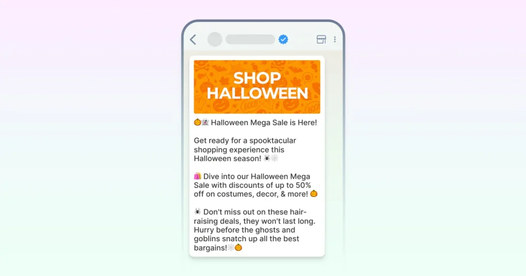 Mega sale announcement Halloween template message 