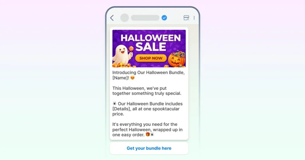A Halloween bundle launch template message for companies 