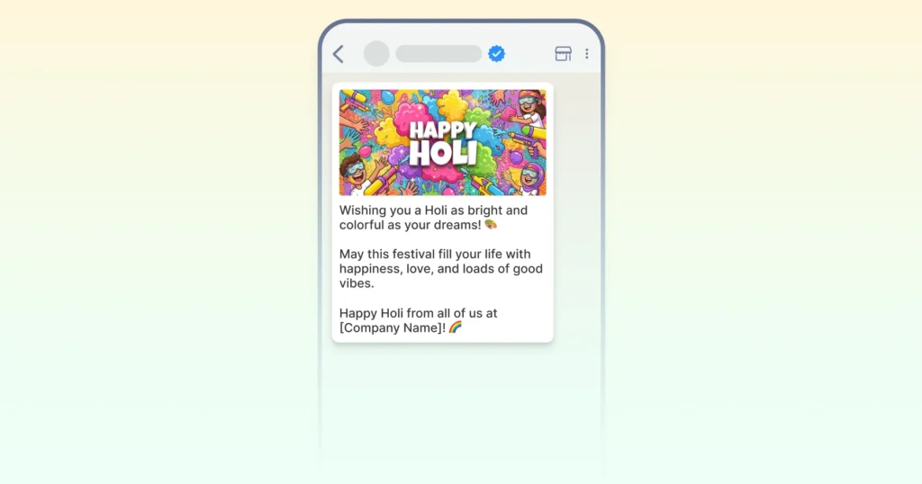 Holi wishes WhatsApp message template for businesses