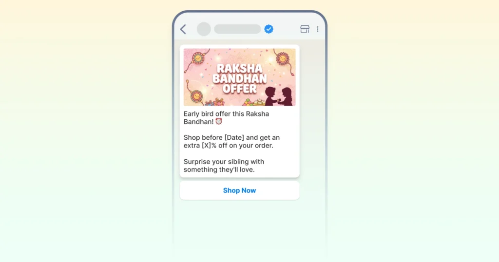 Raksha Bandhan early bird WhatsApp message template for businesses