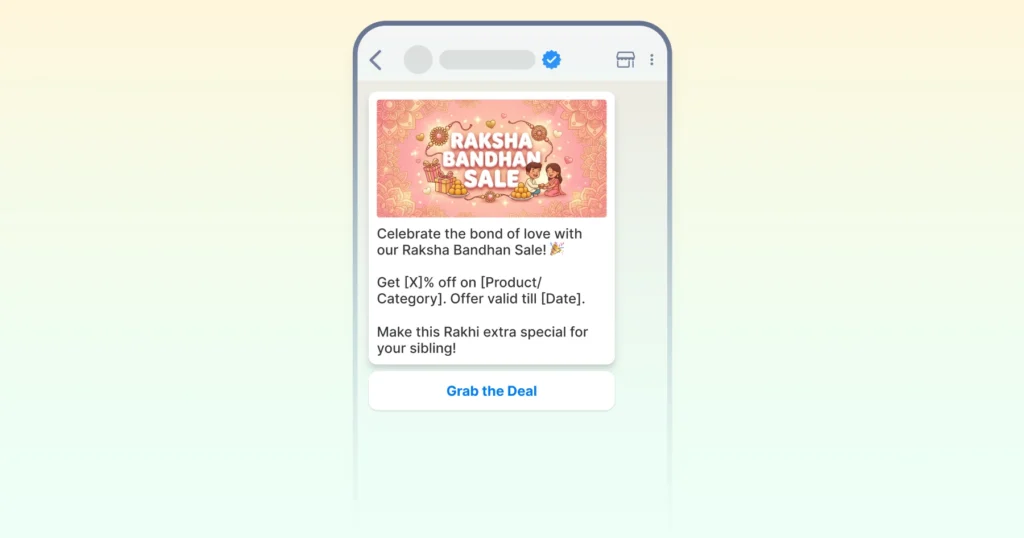 Raksha Bandhan sale WhatsApp message template for businesses