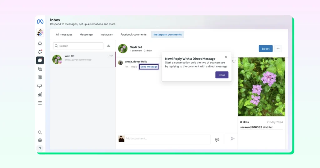 bot fires an instant reply via the same shared dashboard as a private DM