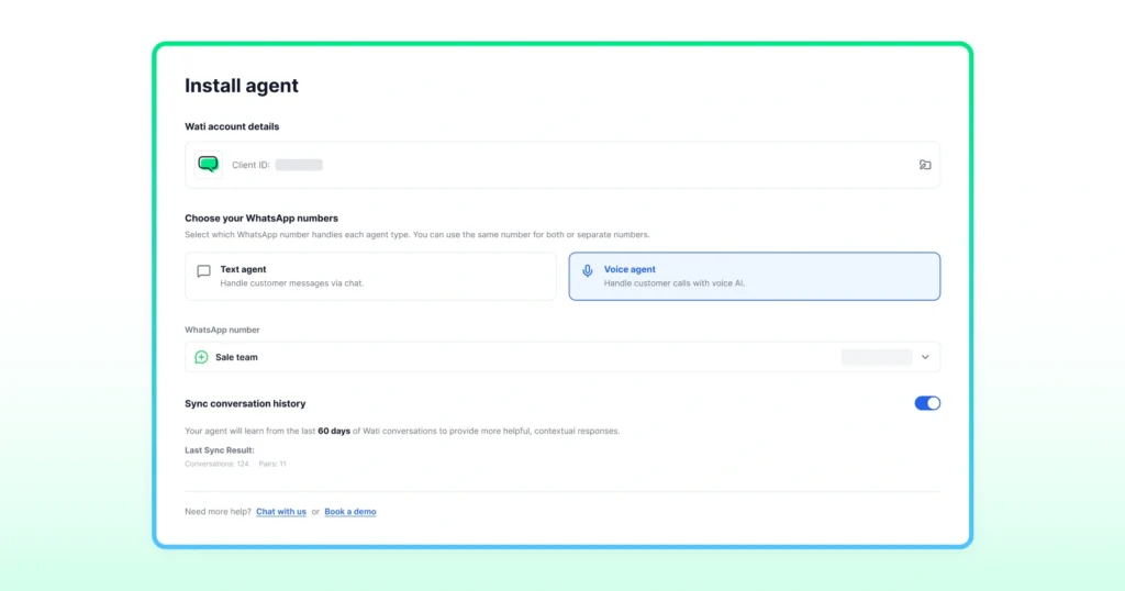 Installing astra agent on Whatsapp Business Api