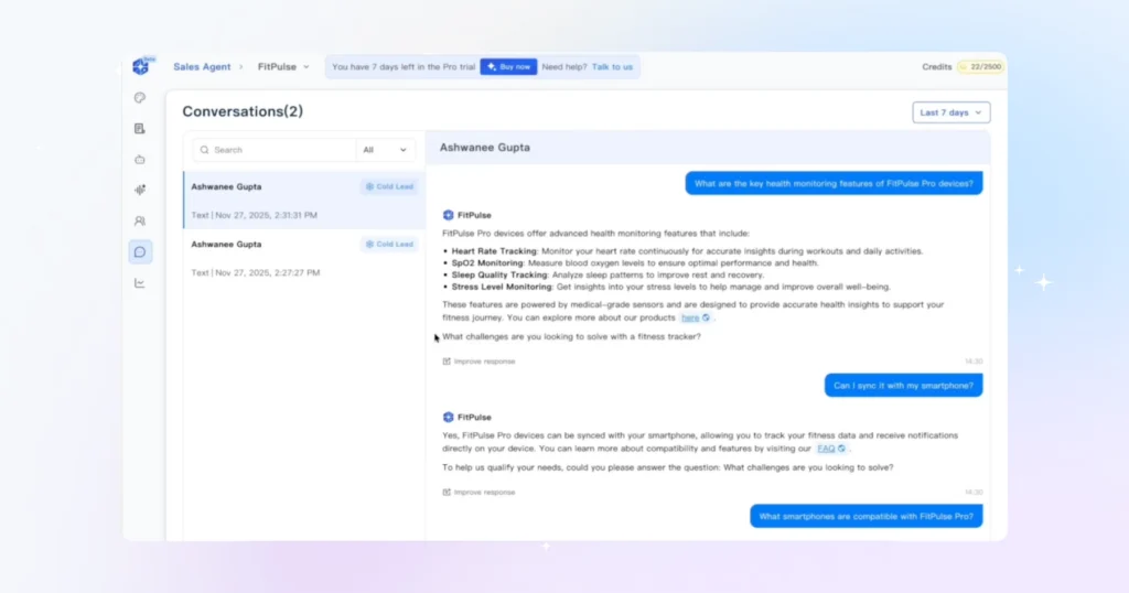 deploy pre-configured template to train an ai agent in your industry domain i.e health, wellness, edtech