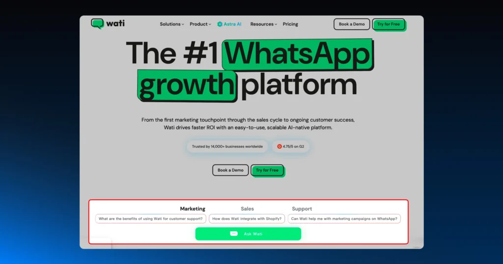 Testing Astra deployment on Wati's website 