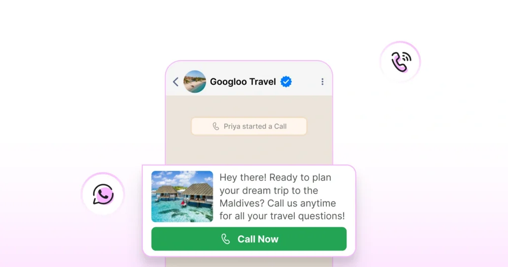 Voice call CTA in a WhatsApp message