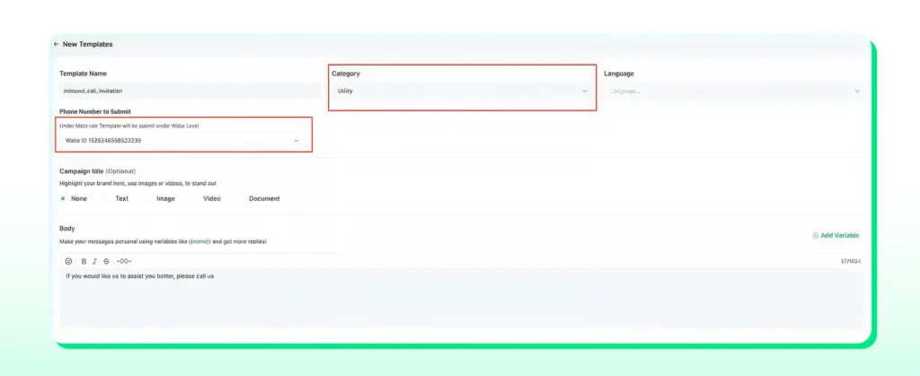 Select the category and the number