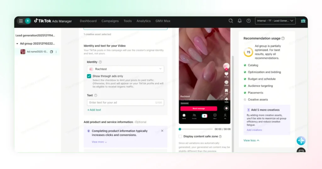 the image shows the preview of your ad camapign