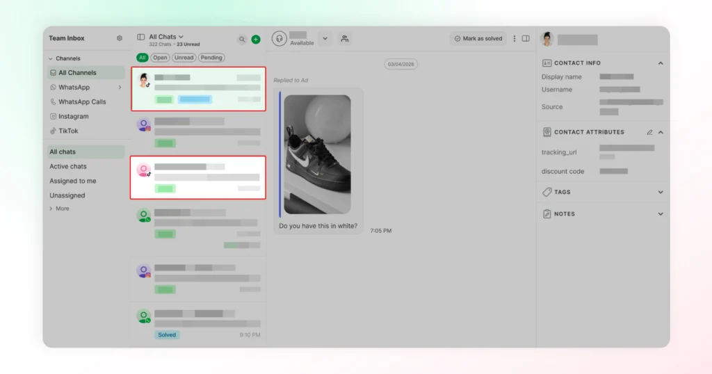 The image shows shared team inbox